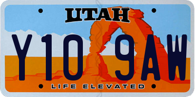 UT license plate Y109AW