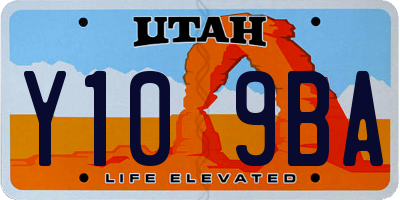 UT license plate Y109BA