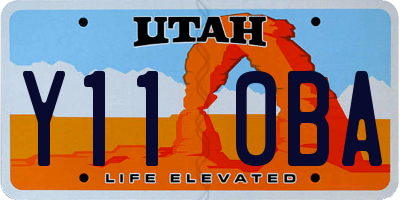 UT license plate Y110BA