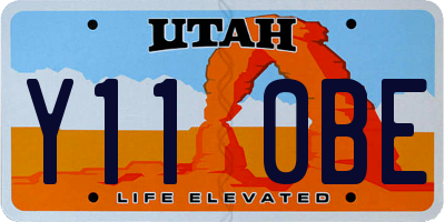 UT license plate Y110BE