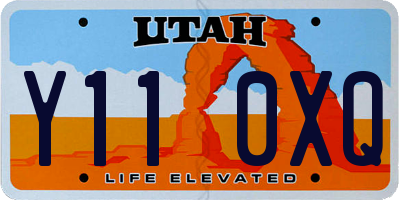 UT license plate Y110XQ