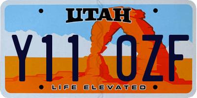 UT license plate Y110ZF