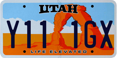 UT license plate Y111GX