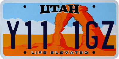 UT license plate Y111GZ