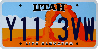 UT license plate Y113VW