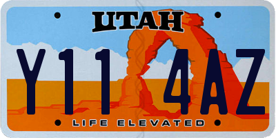 UT license plate Y114AZ