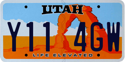 UT license plate Y114GW