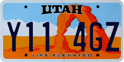 UT license plate Y114GZ
