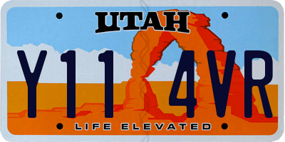 UT license plate Y114VR