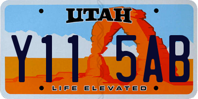 UT license plate Y115AB