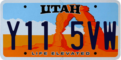 UT license plate Y115VW