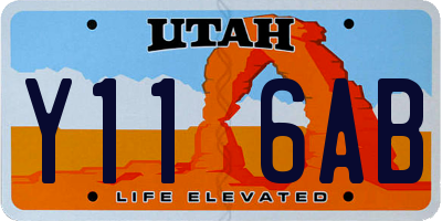 UT license plate Y116AB