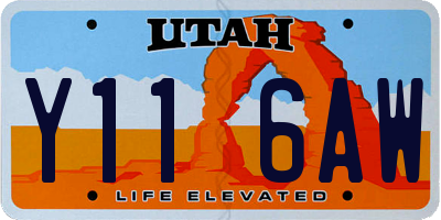 UT license plate Y116AW