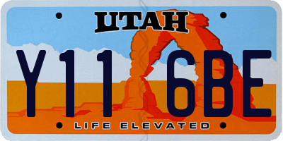 UT license plate Y116BE