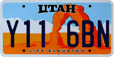 UT license plate Y116BN