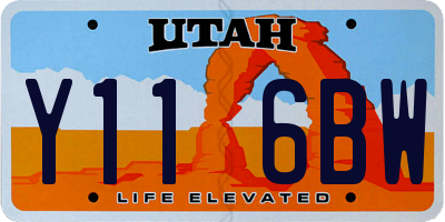 UT license plate Y116BW