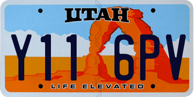 UT license plate Y116PV