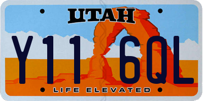 UT license plate Y116QL