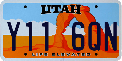 UT license plate Y116QN