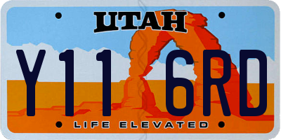 UT license plate Y116RD