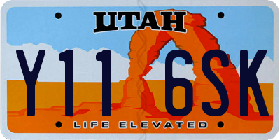 UT license plate Y116SK