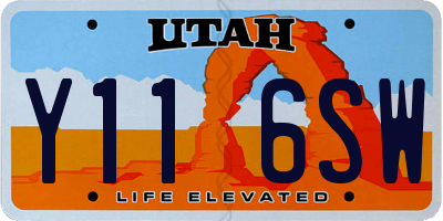 UT license plate Y116SW