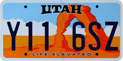 UT license plate Y116SZ