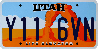 UT license plate Y116VN