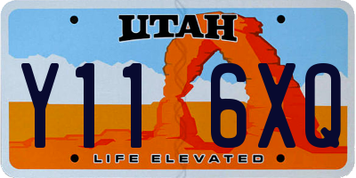 UT license plate Y116XQ