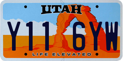 UT license plate Y116YW