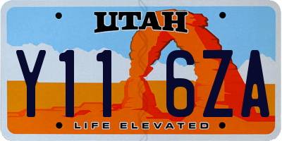 UT license plate Y116ZA