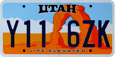 UT license plate Y116ZK