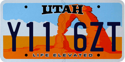 UT license plate Y116ZT