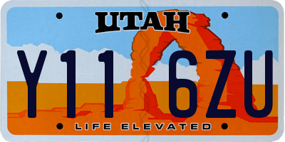 UT license plate Y116ZU