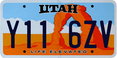 UT license plate Y116ZV
