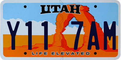 UT license plate Y117AM