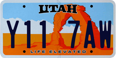 UT license plate Y117AW