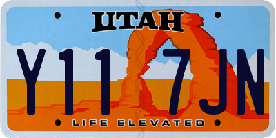 UT license plate Y117JN