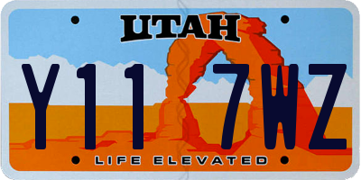 UT license plate Y117WZ