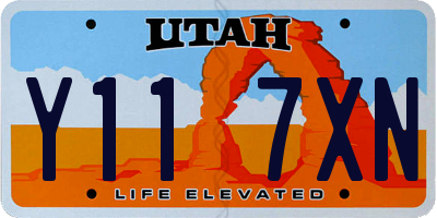 UT license plate Y117XN