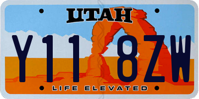 UT license plate Y118ZW