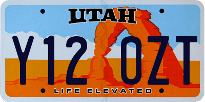 UT license plate Y120ZT