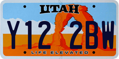 UT license plate Y122BW