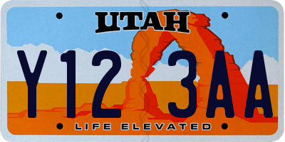 UT license plate Y123AA