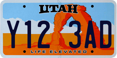 UT license plate Y123AD