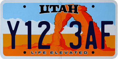 UT license plate Y123AF