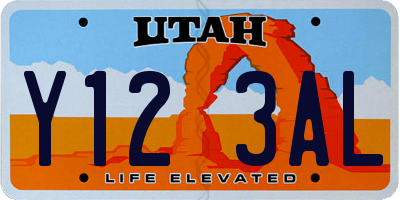 UT license plate Y123AL