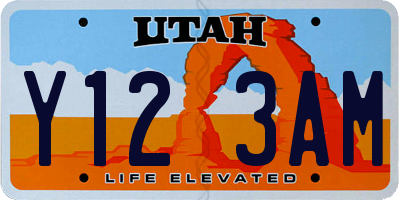 UT license plate Y123AM