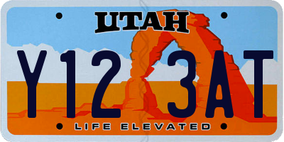 UT license plate Y123AT