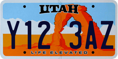 UT license plate Y123AZ